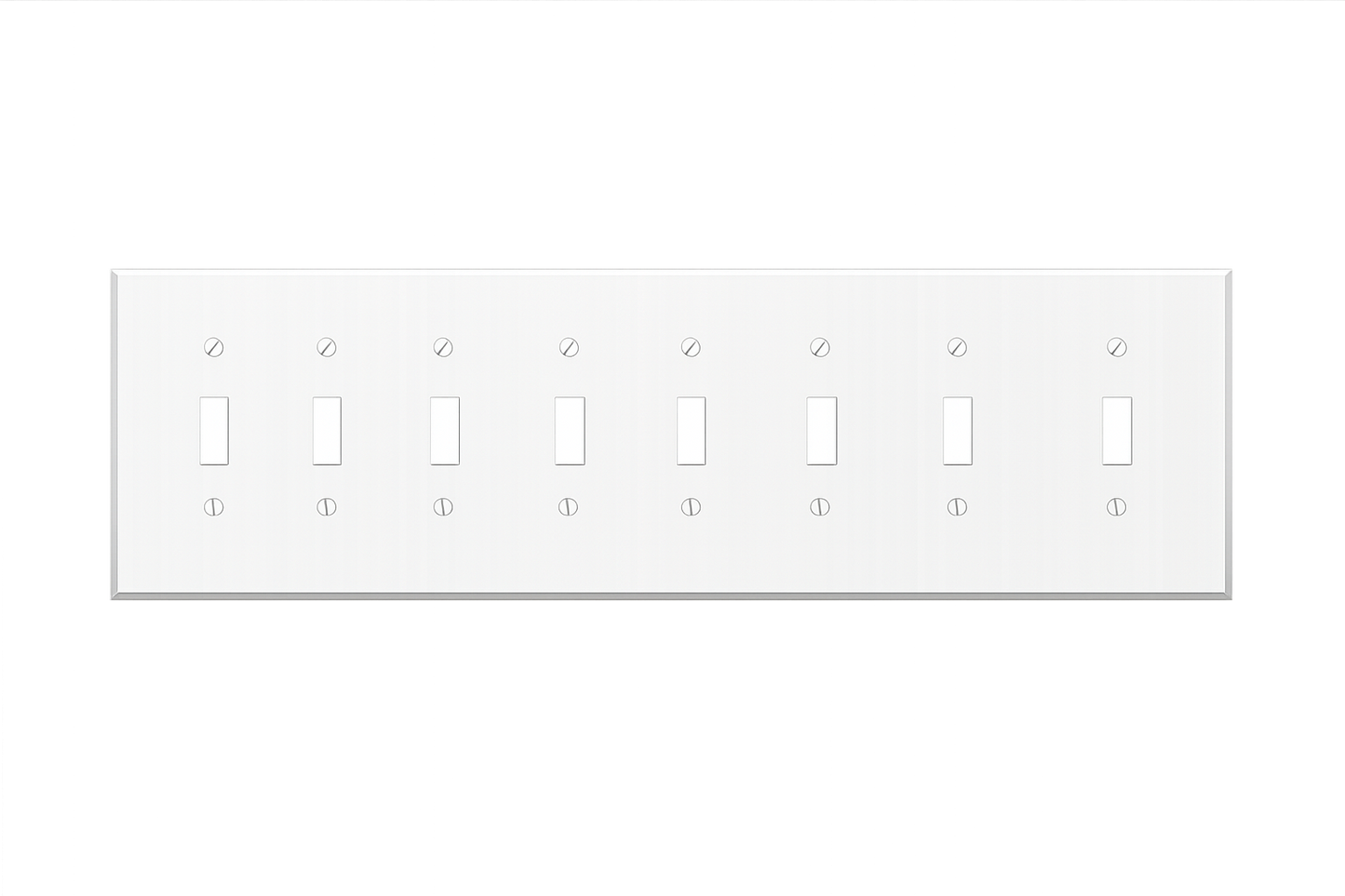 8-Gang Toggle, Standard Size, White Painted Metal Wall Plate