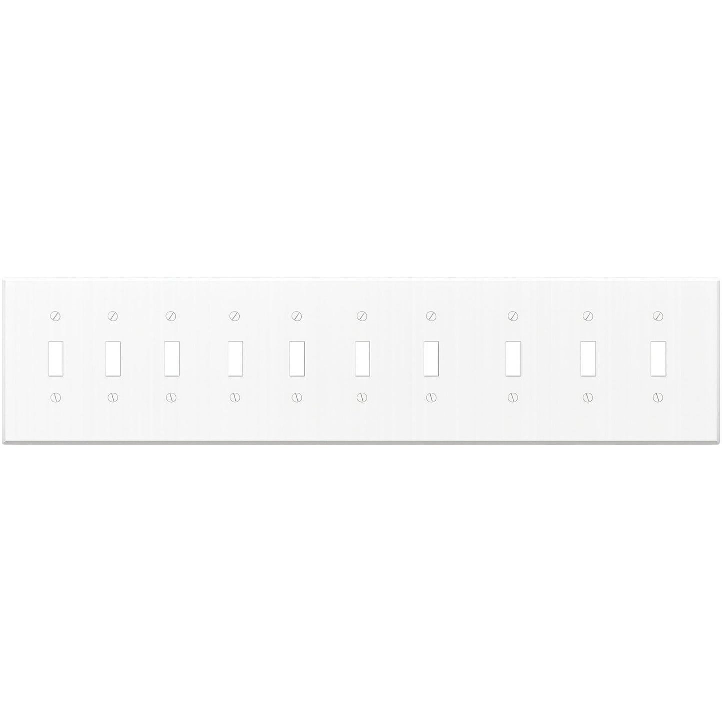 10-Gang Toggle, Standard Size, White Painted Metal Wall Plate