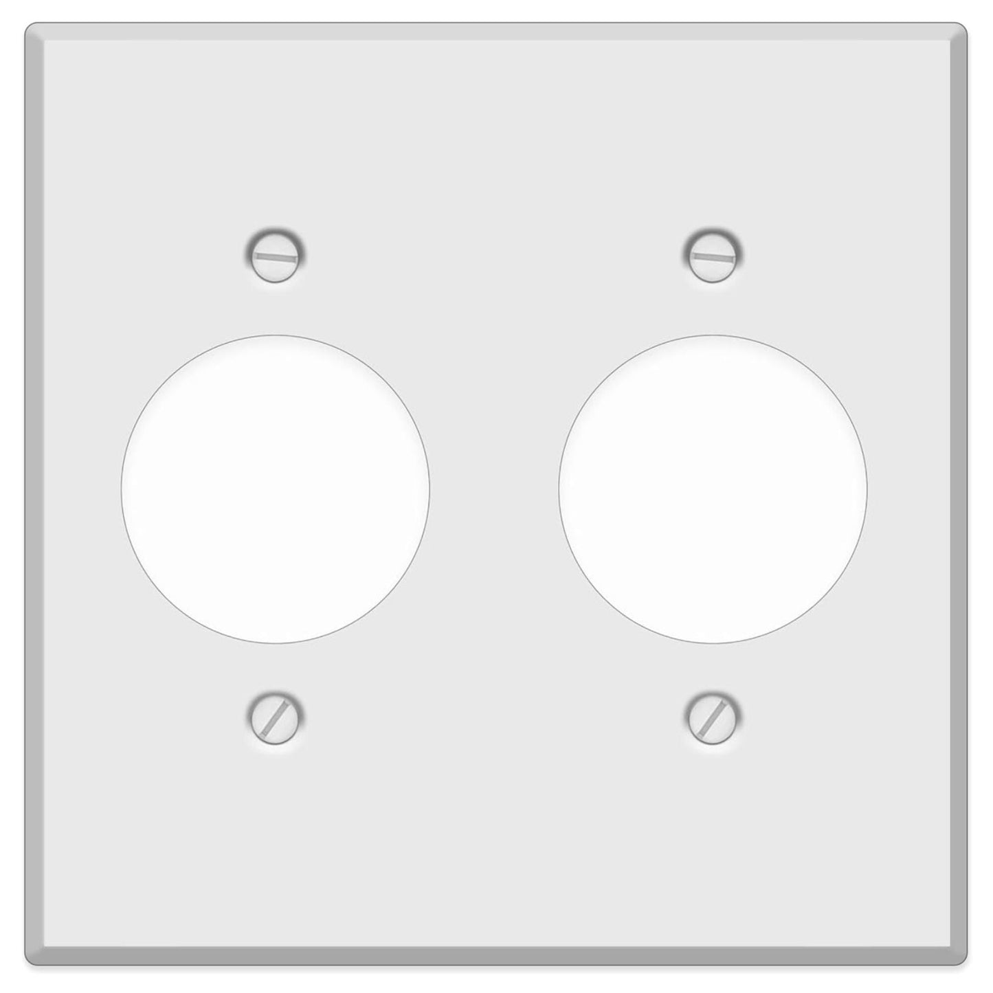 2-Gang, Standard Size, Double Round Receptacle Opening, White Semi-Gloss Metal Wall Plate Cover -  Made in USA
