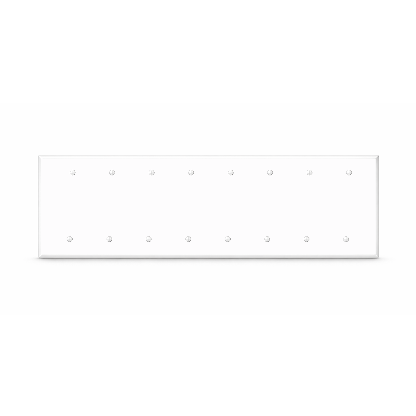 8-Gang, Standard Size, Blank, White Semi-Gloss Metal Wall Plate Cover -  Made in USA