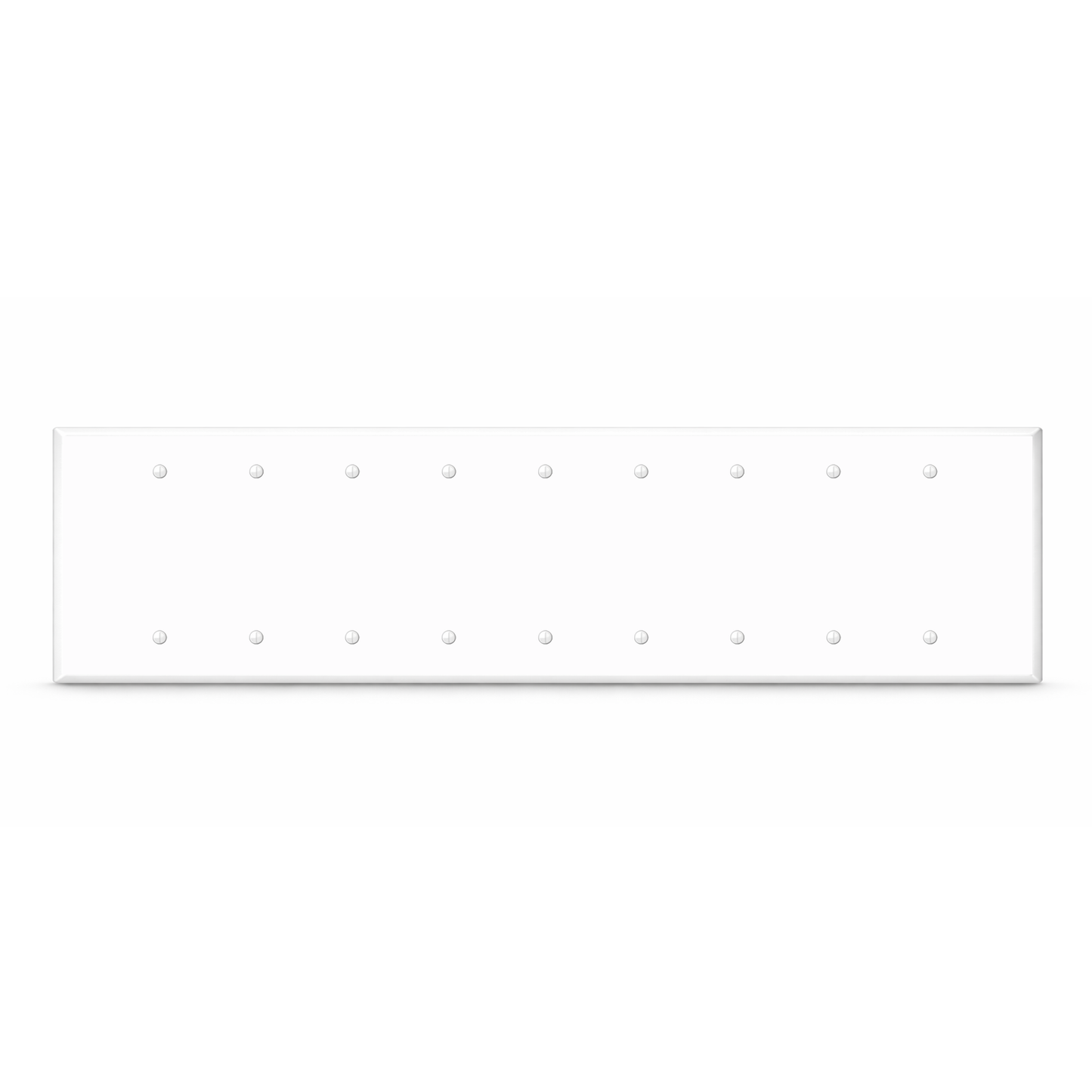 9-Gang, Standard Size, Blank, White Semi-Gloss Metal Wall Plate Cover -  Made in USA