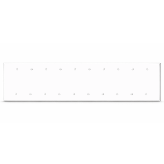 10-Gang, Standard Size, Blank, White Semi-Gloss Metal Wall Plate Cover -  Made in USA
