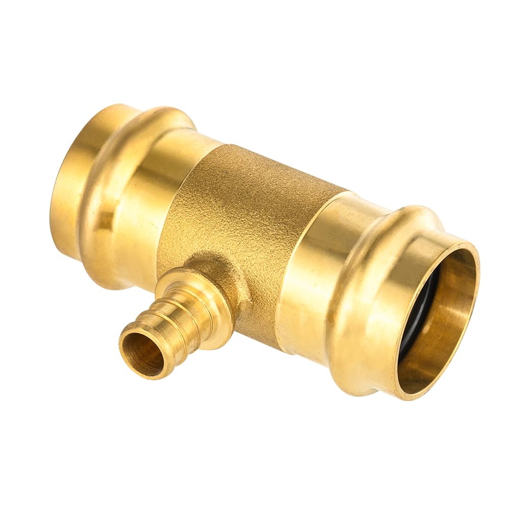 1" x 1" x 3/4" Press x Press x PEX Crimp Brass Tee (Lead Free)