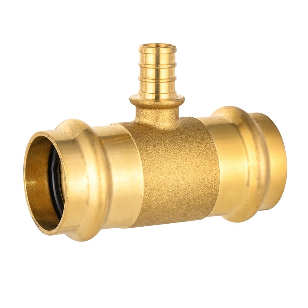 1" x 1" x 3/4" Press x Press x PEX Crimp Brass Tee (Lead Free)