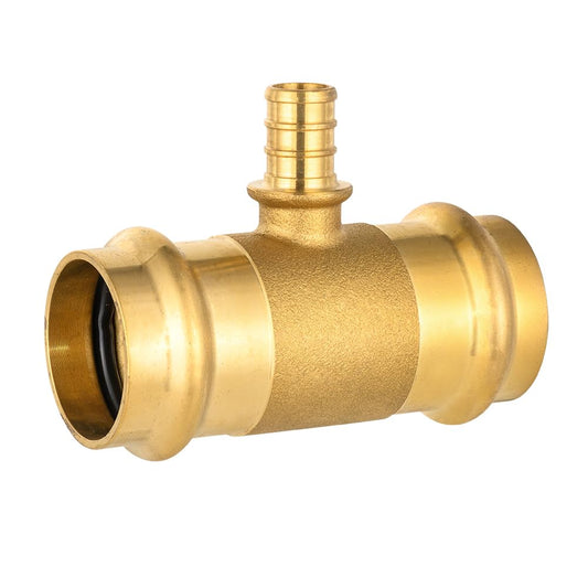 1" x 1" x 3/4" Press x Press x PEX Crimp Brass Tee (Lead Free)