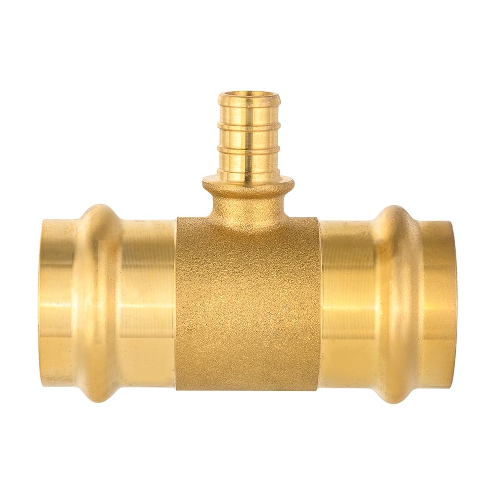 1" x 1" x 3/4" Press x Press x PEX Crimp Brass Tee (Lead Free)