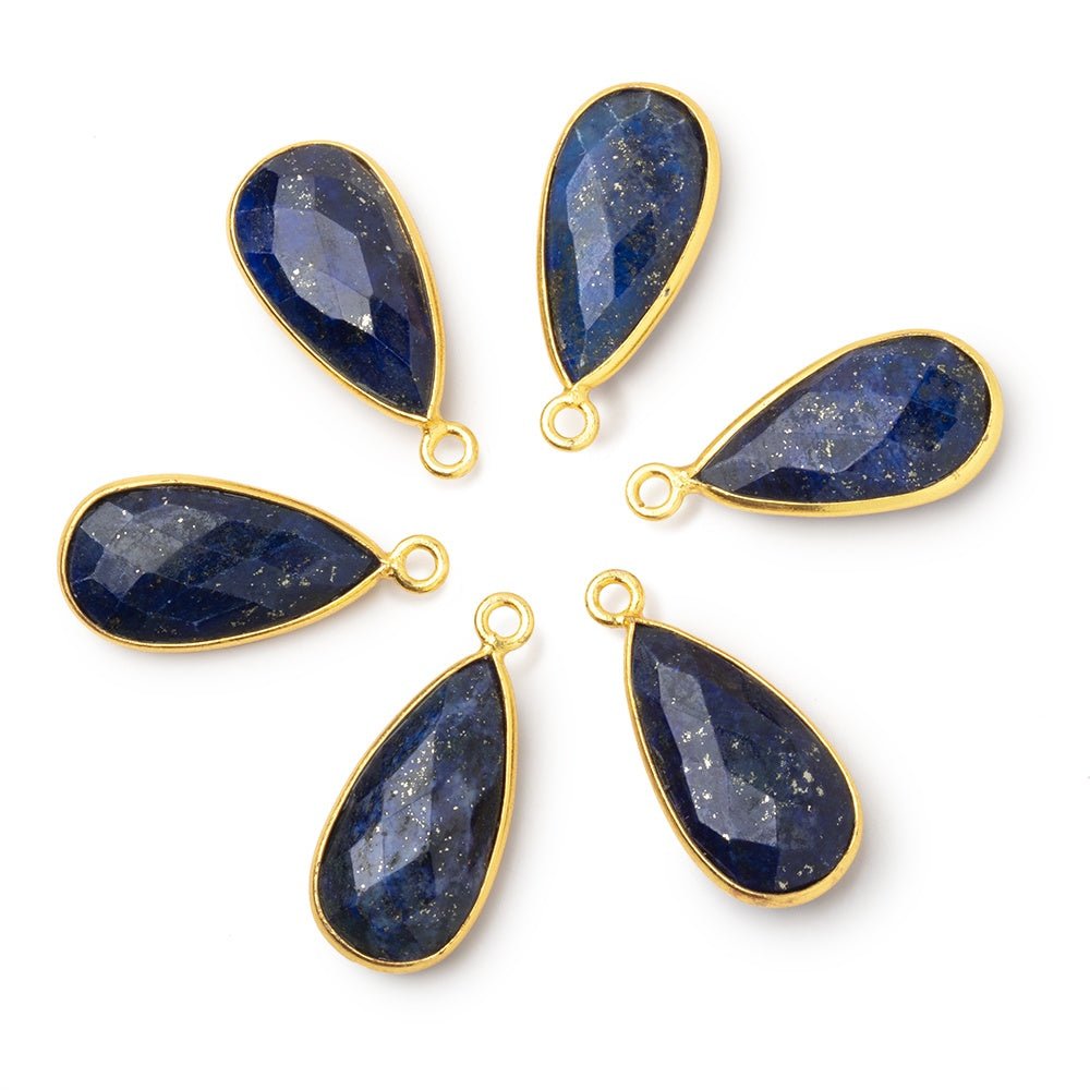 21x11mm Vermeil Bezel Lapis Lazuli Faceted Pear Pendant 1 piece
