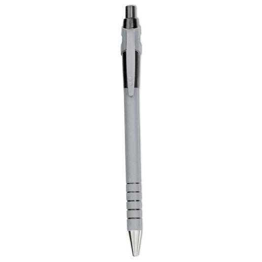 Paper Mate FlexGrip Ultra Ballpoint Pen, Retractable, Fine 0.8 mm, Black Ink, Gray/Black Barrel, Dozen
