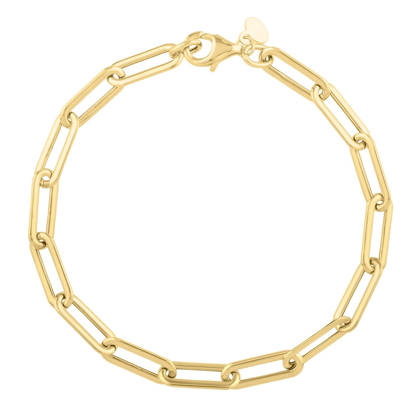 14k Yellow Gold Long Domed Paperclip Chain Bracelet (4.80 mm)