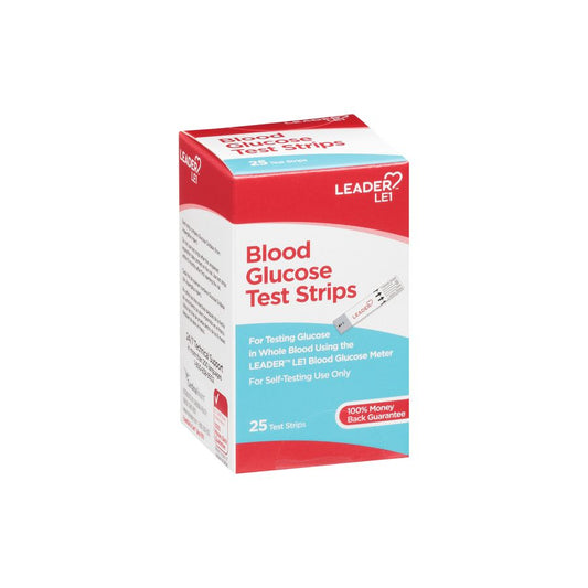 Leader Blood Glucose Test Strips 25 Ct