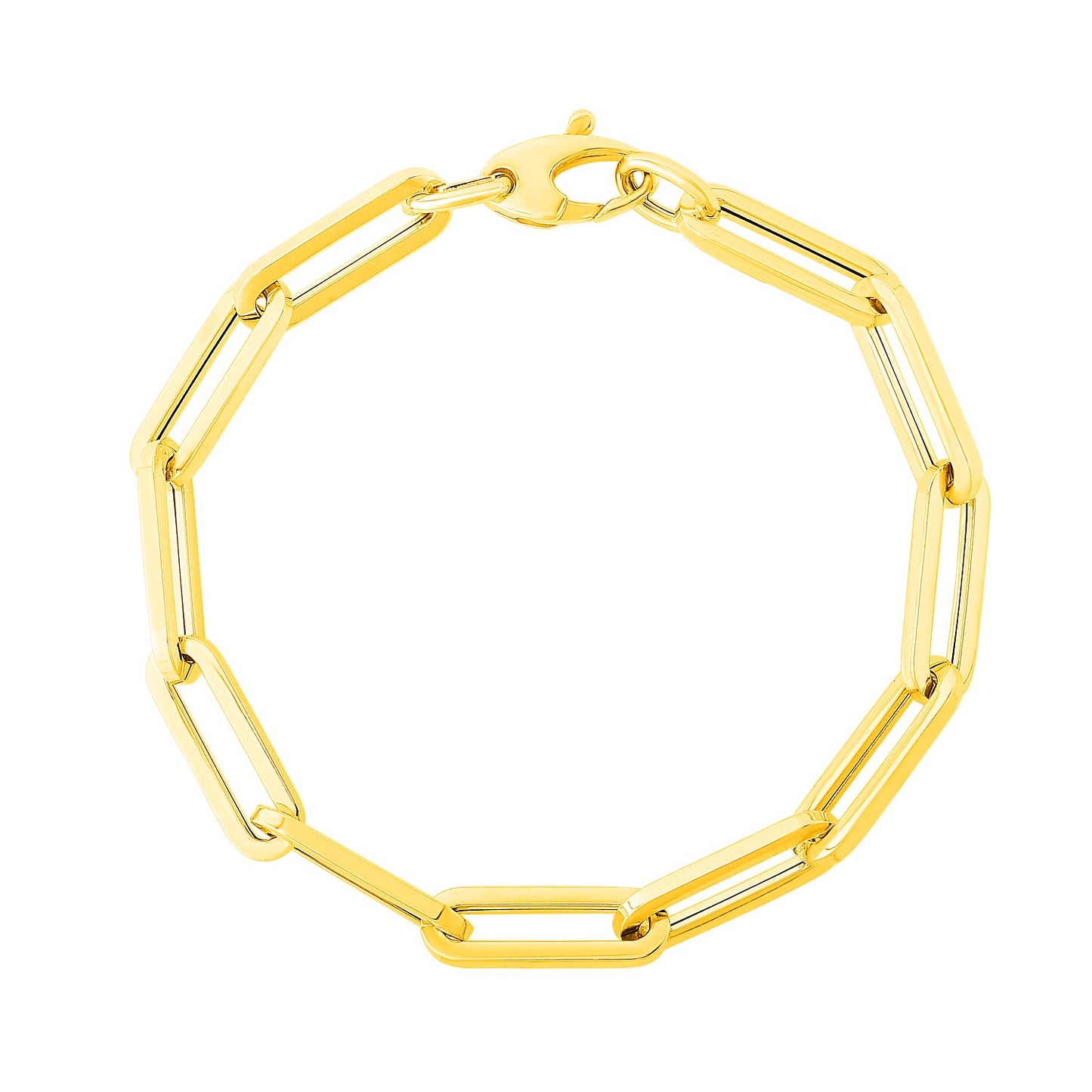 14K Yellow Gold Extra Wide Paperclip Chain Bracelet