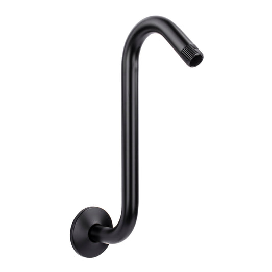10.5 in. S-Shaped Stainless Steel Shower Head Extension Arm (Black Finish)