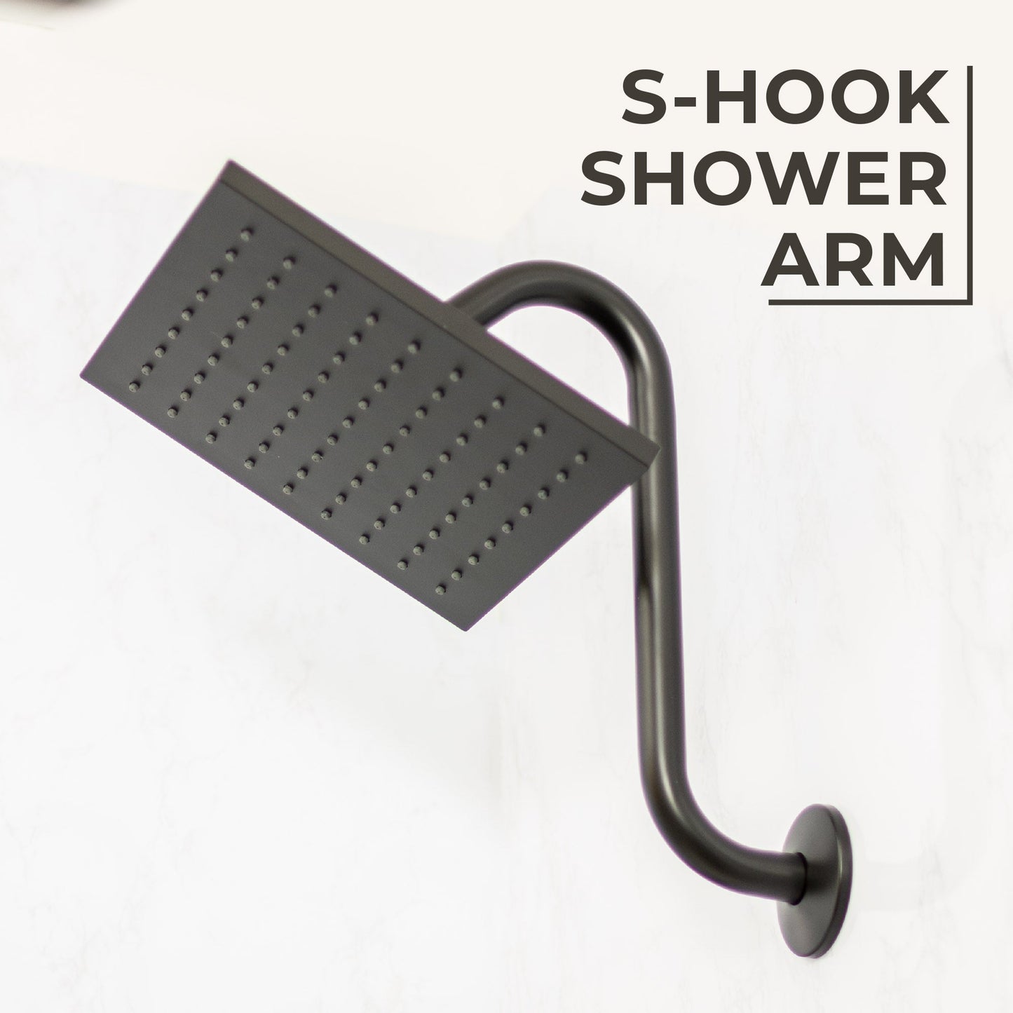 10.5 in. S-Shaped Stainless Steel Shower Head Extension Arm (Black Finish)