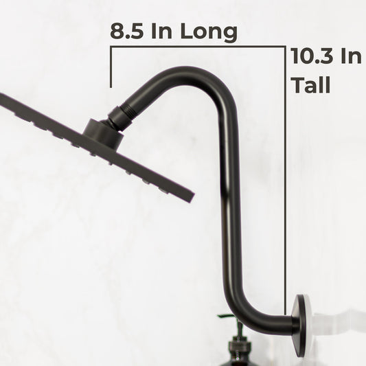 10.5 in. S-Shaped Stainless Steel Shower Head Extension Arm (Black Finish)
