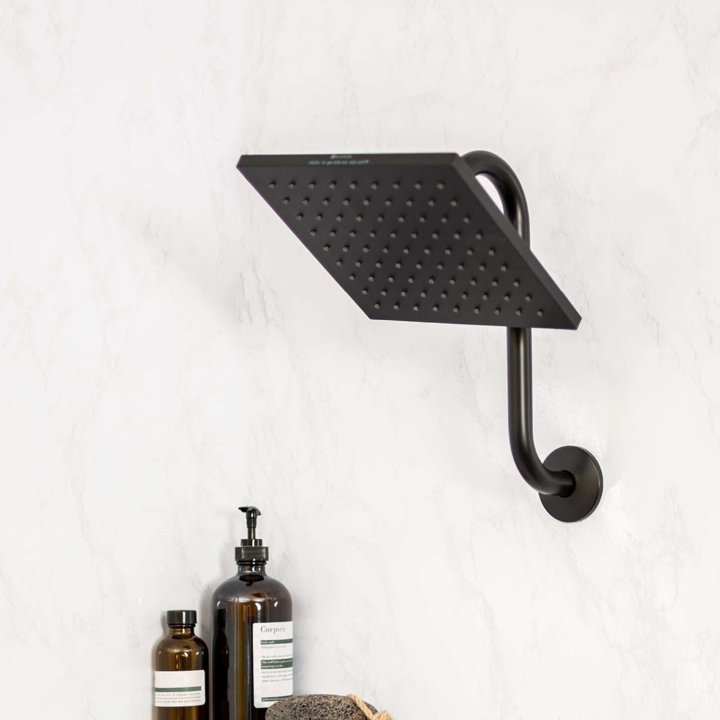 10.5 in. S-Shaped Stainless Steel Shower Head Extension Arm (Black Finish)