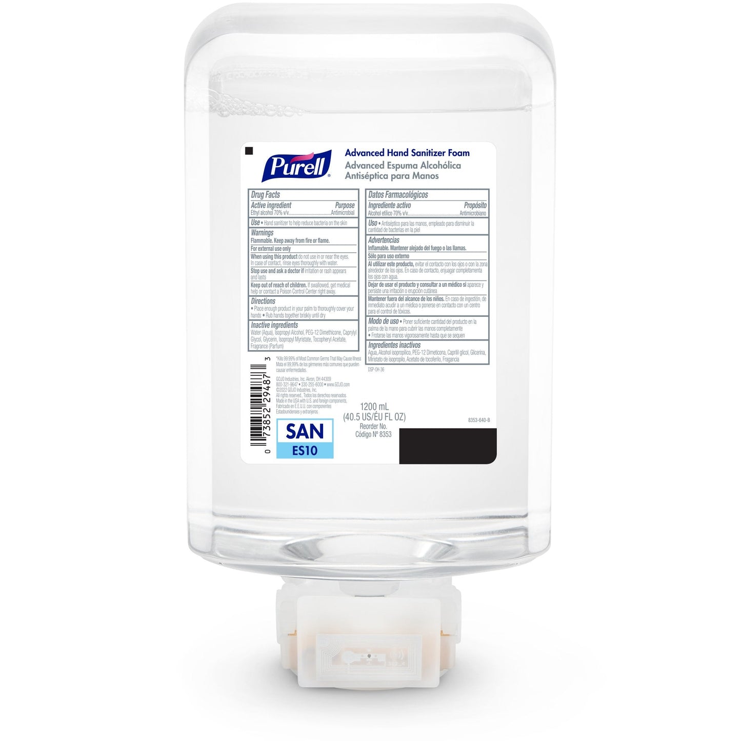 Purell® Advanced 70% Ethyl Alcohol Hand Sanitizer, 1200 mL Dispenser Refill 8353-02