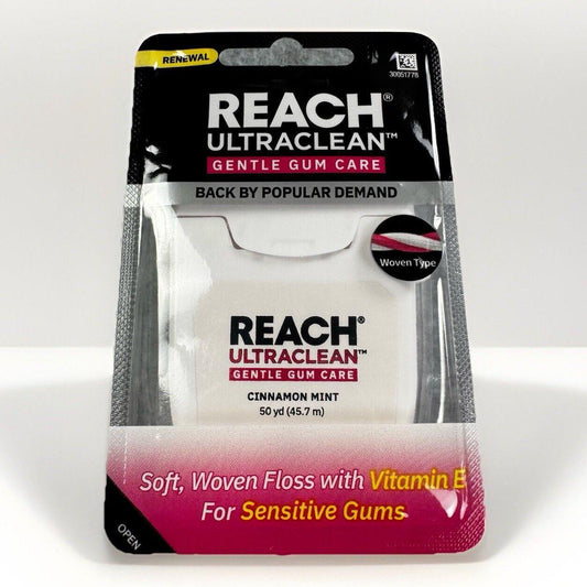 Listerine Reach Cinnamon Mint Dental Floss Gentle Gum Care Woven Soft 50yd