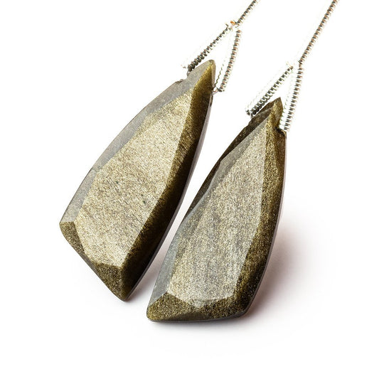 24x10mm Golden Sheen Obsidian Fancy Shape Briolette Set of 2 Focals