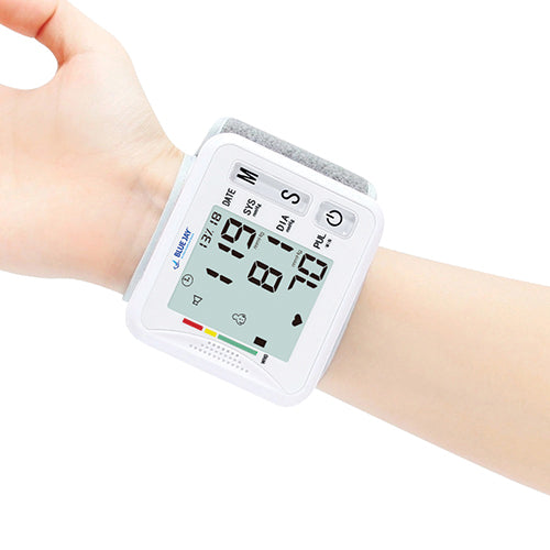 Blue Jay Wrist Blood Pressure Monitor with Voice Broadcast & Case - Digital, 198 Memories