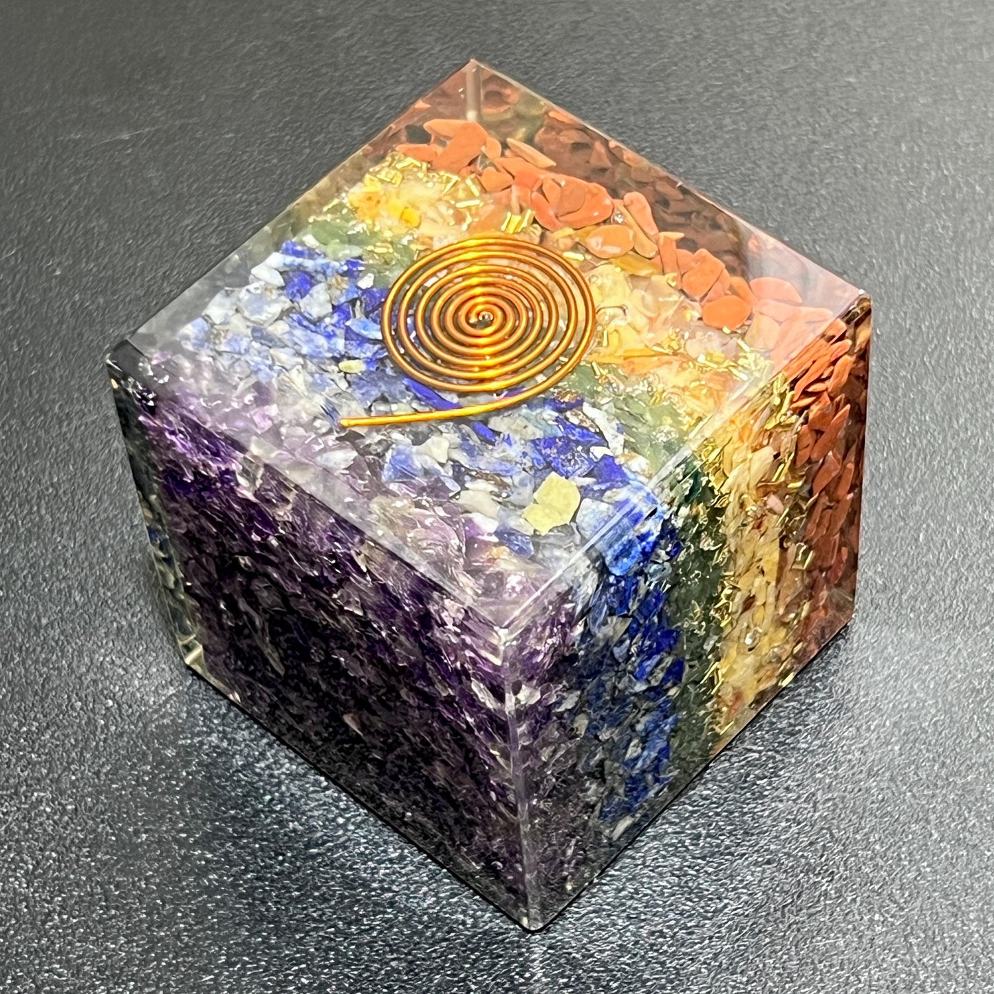 7 Chakras Stones And Crystals Resin Cube Gemstone Decor