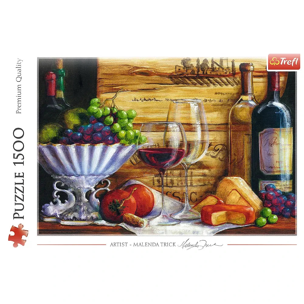 1500 Piece Jigsaw Puzzles, In The Vineyard by Malenda Trick, Still Life Puzzle with Food and Wine, Adult Puzzles, Trefl 26174