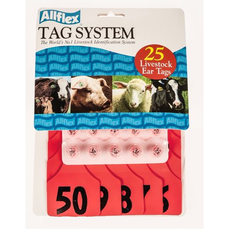 Allflex - MAXI Fem/Sm Male - RED - BLANK -25 P/BAG