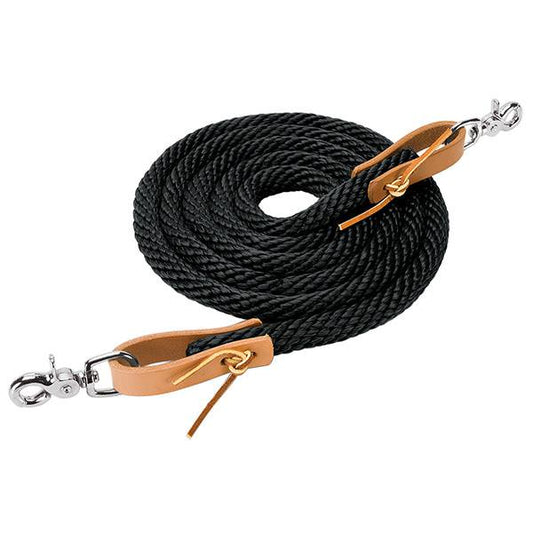 POLY ROPER REINS WITH SCISSOR SNAP - 3/8" X 8"