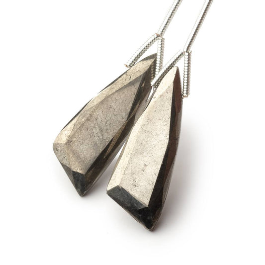27x10mm Pyrite Fancy Shape Briolette Set of 2 Focals