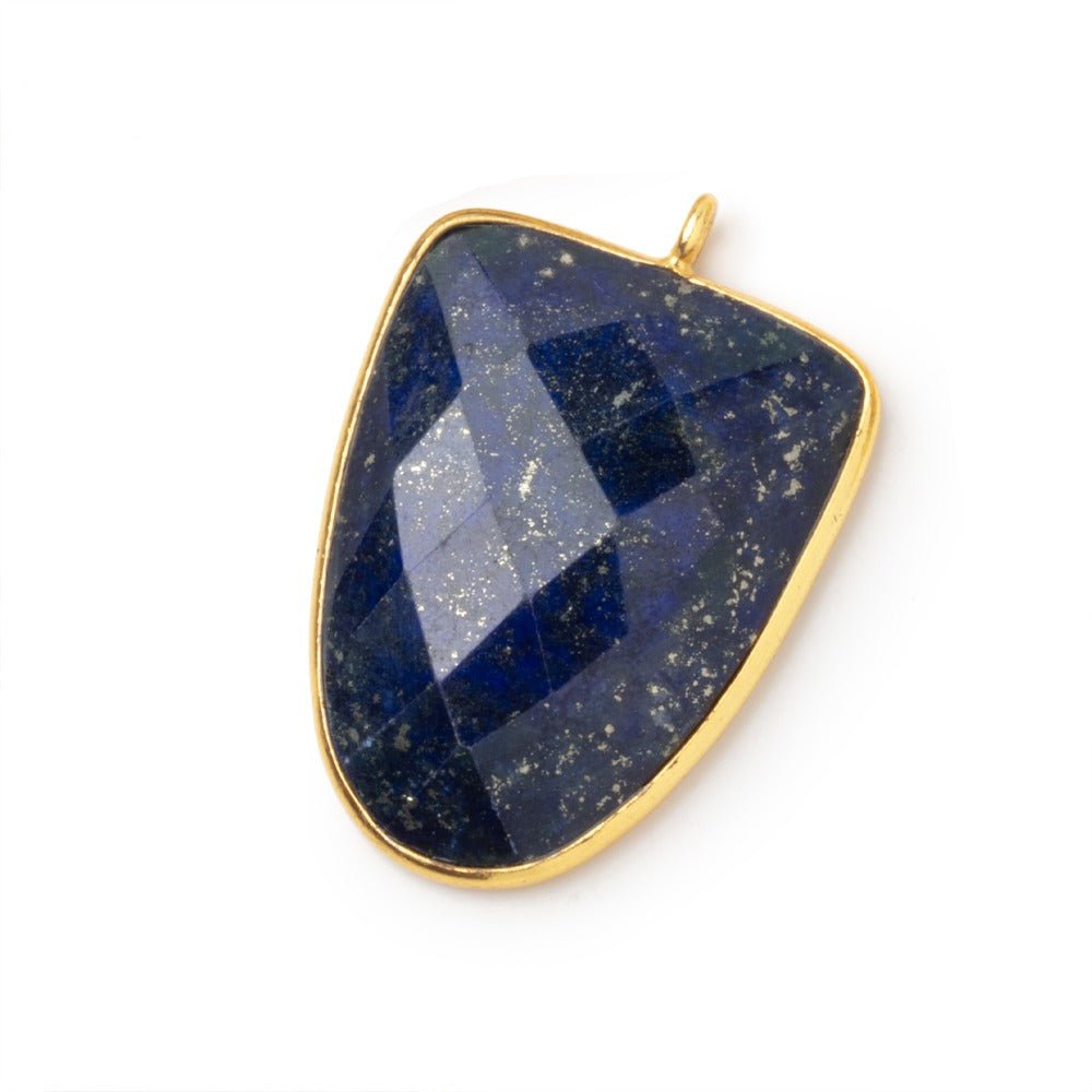 27x21mm Vermeil Bezel Lapis Lazuli Faceted Shield Pendant 1 piece