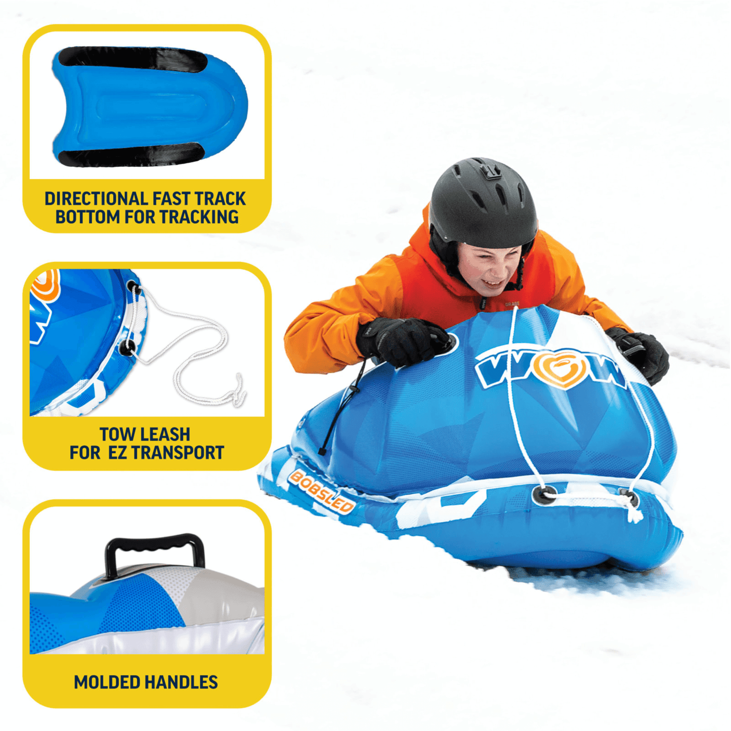 WOW Sports Snow Tube Bobsled for Kids and Adults