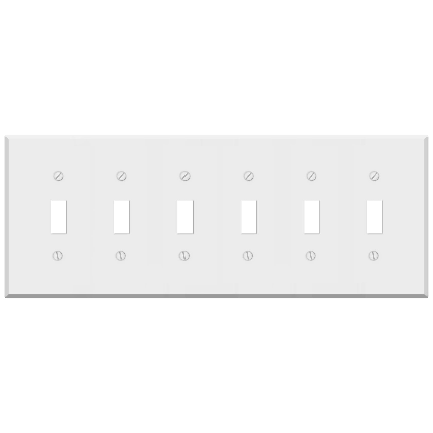 6-Gang White Metal Toggle Switch Wall Plate – Standard Size - Made in USA