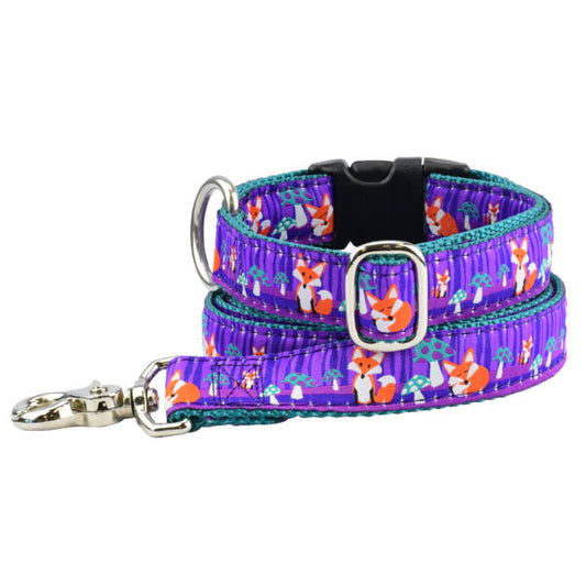 1″ Nocturnal – Fox and Mushroom Essential Martingale Dog Collar
