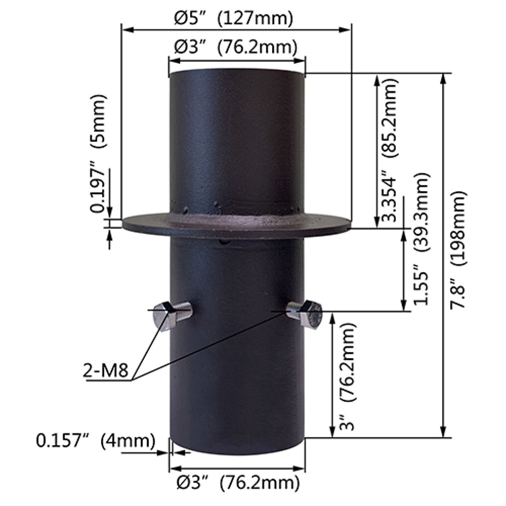 Steel Round Pole Top Reducer, Reduce 4″ Or 5″ Round Light Pole Into 3″ OD Round Pole, Outdoor Light Fixture Mount Bracket For LED Lighting