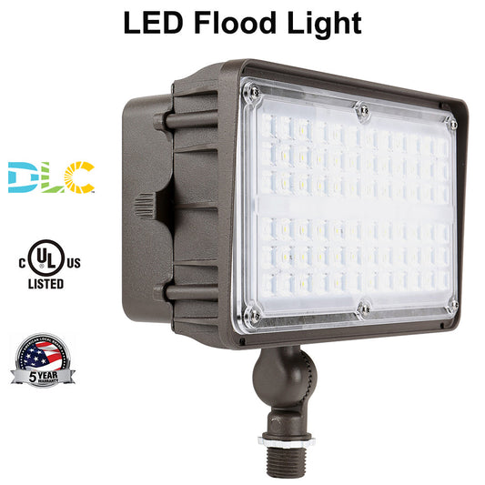Outdoor Security Lights 45W 60W (200W HPS/MH Equiv.) 4000K 5000K Waterproof Knuckle Mount LED Flood Light Fixture for Garden Porch Yard UL DLC Listed