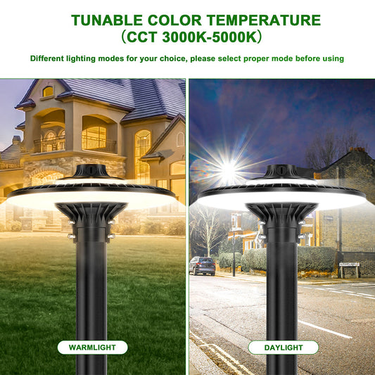 60W 80W 100W 120W 150W 200W Led Post Lights with Dusk to Dawn Photocell, Tunabale 3000K 4000K 5000K Outdoor LED Circular Area Pole Light UL DLC Listed