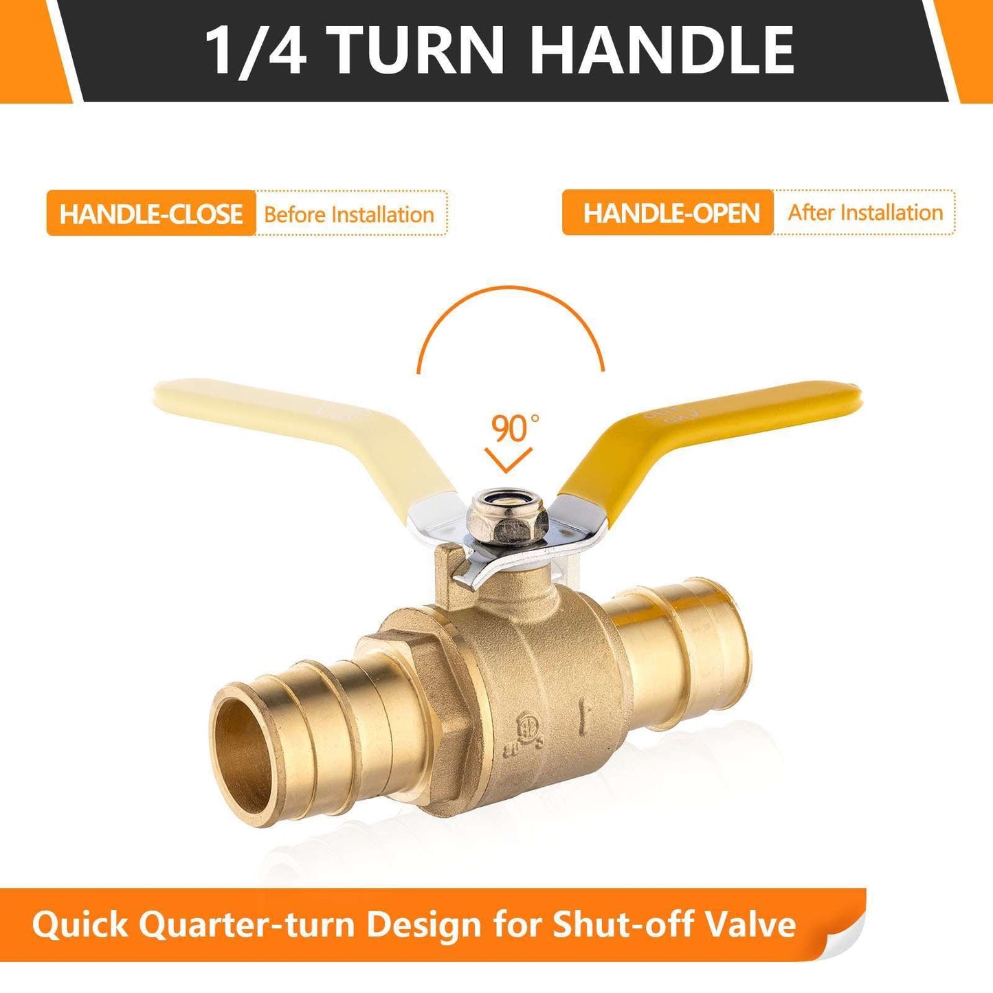 1" PEX Expansion Ball Valve, Yellow (Lead Free)