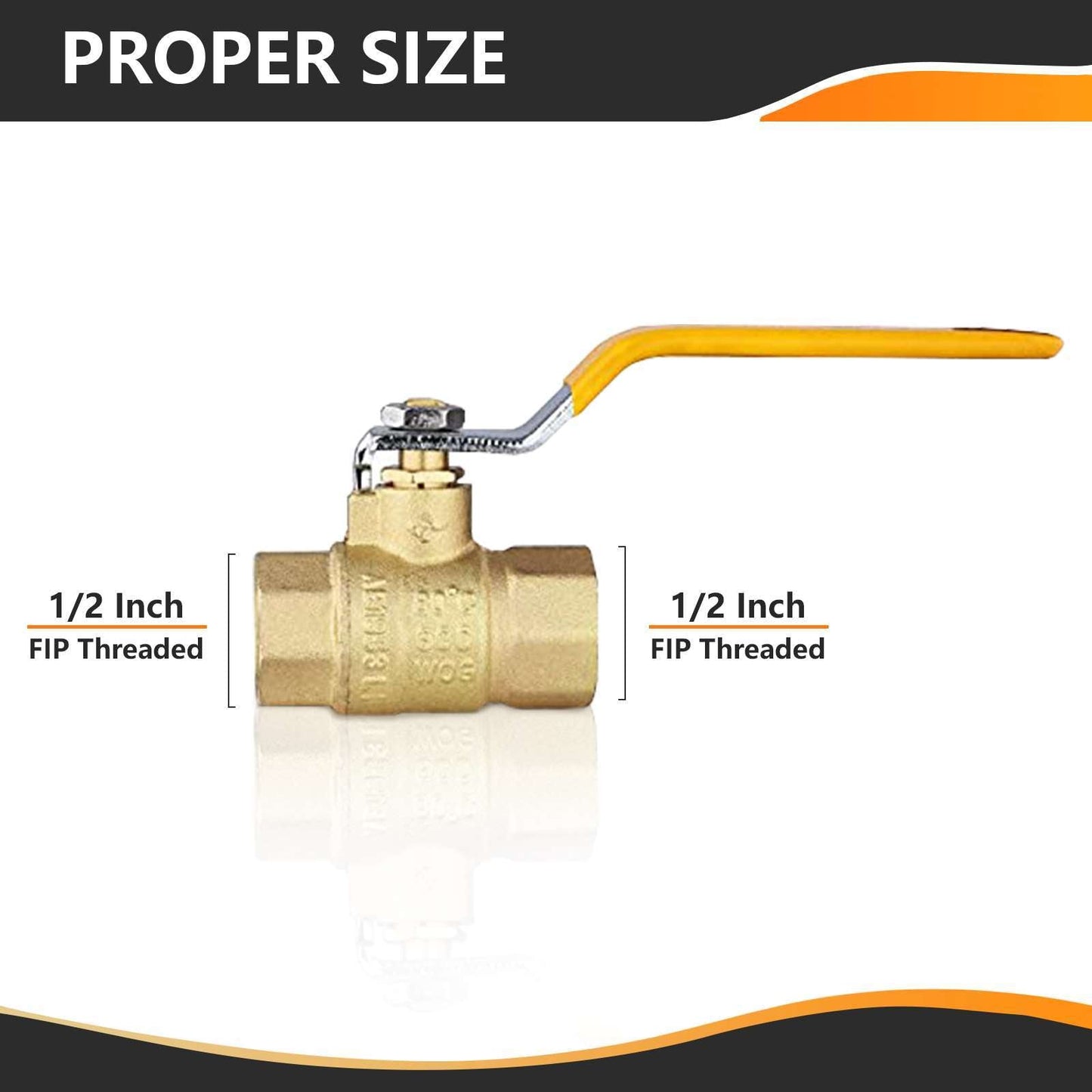 1/2" FNPT Ball Valve, Yellow (Lead Free)
