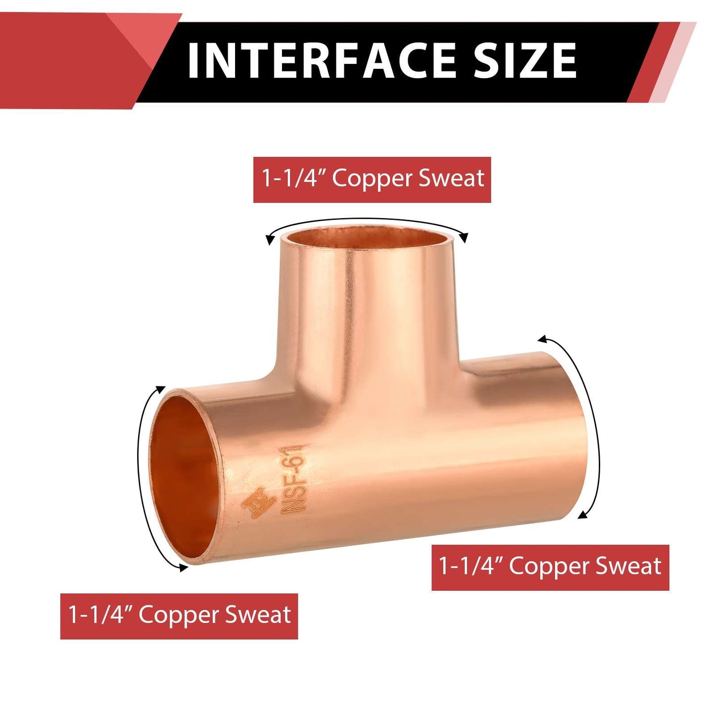 1-1/4" X 1-1/4" X 1-1/4" Copper Tee