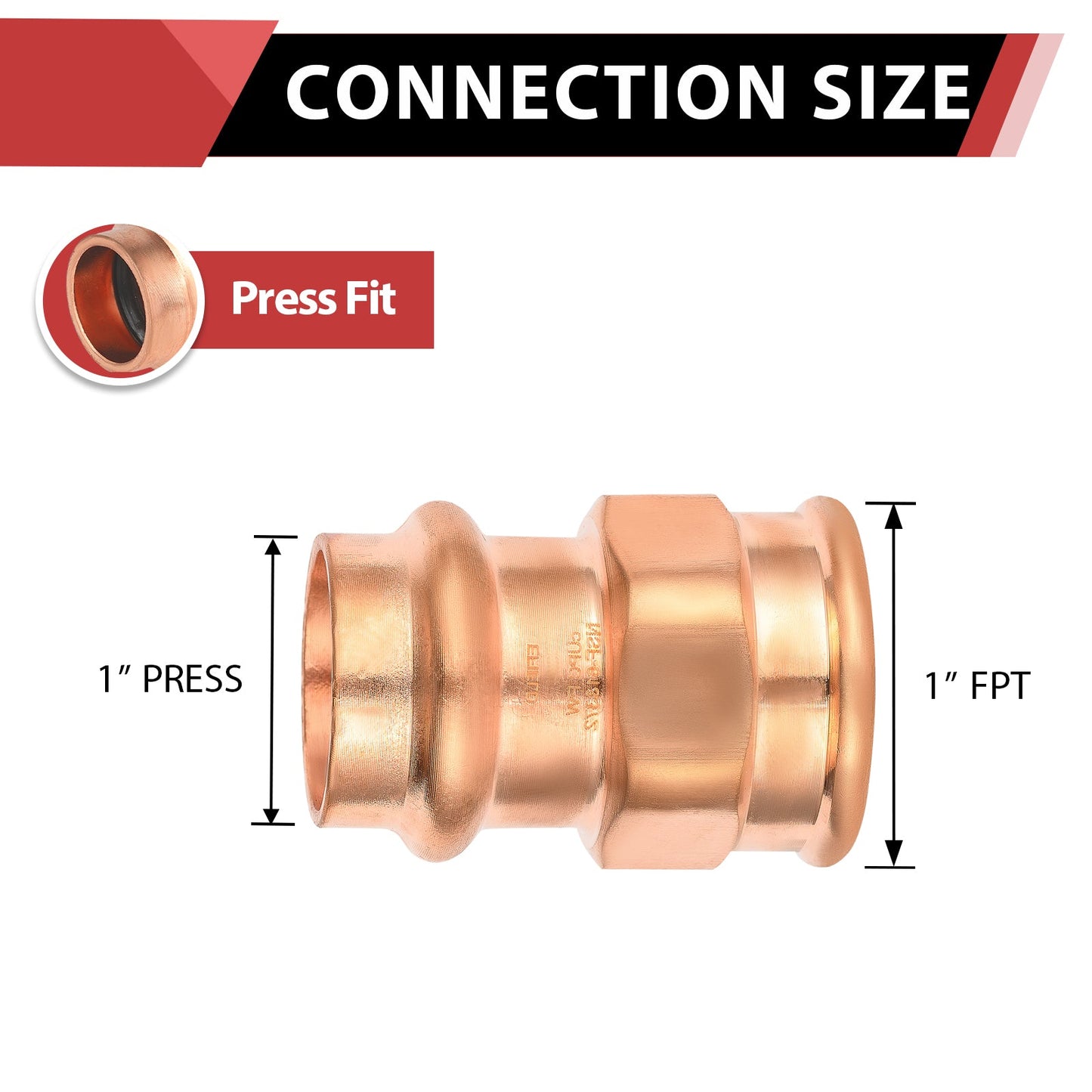 1" Press Copper x 1" Female Threaded Adapter (Lead Free)