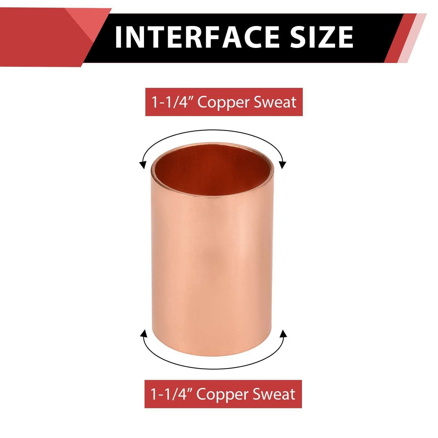1-1/4" Copper Coupling, No Stop