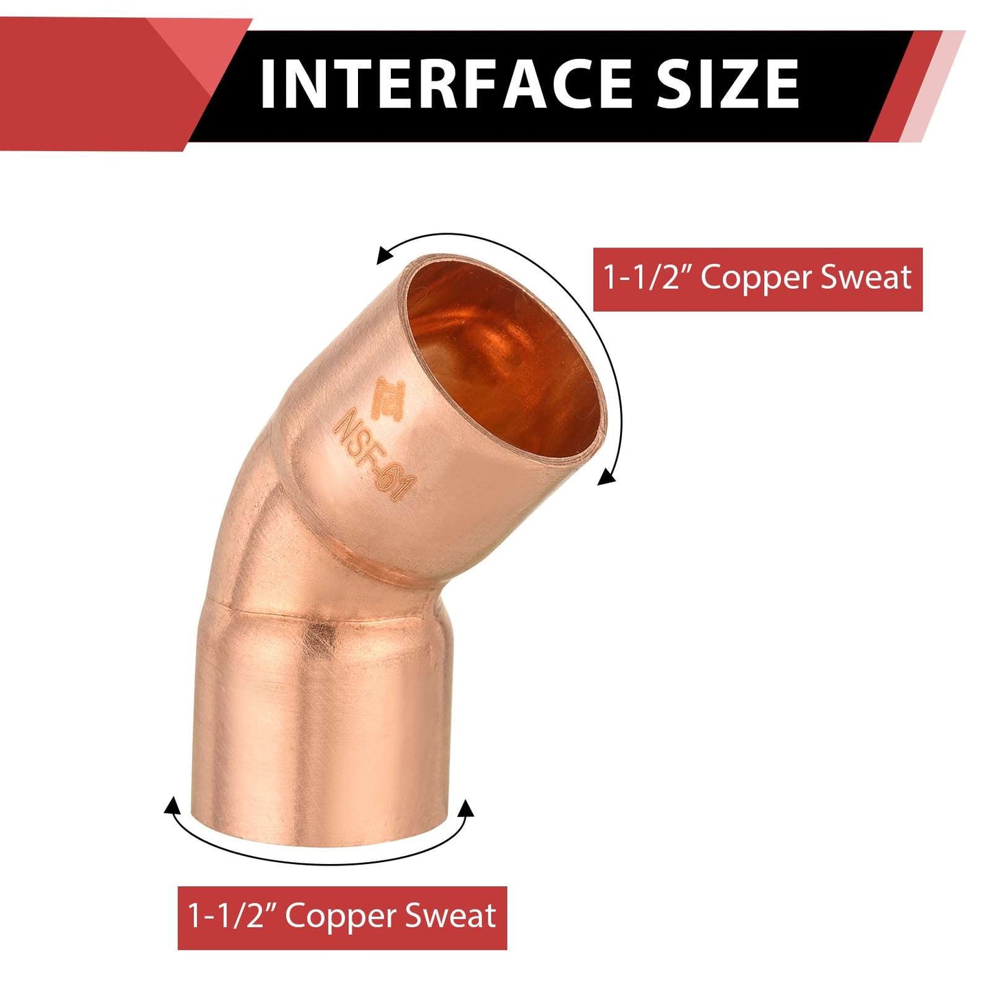 1-1/2" 45º Copper Elbow