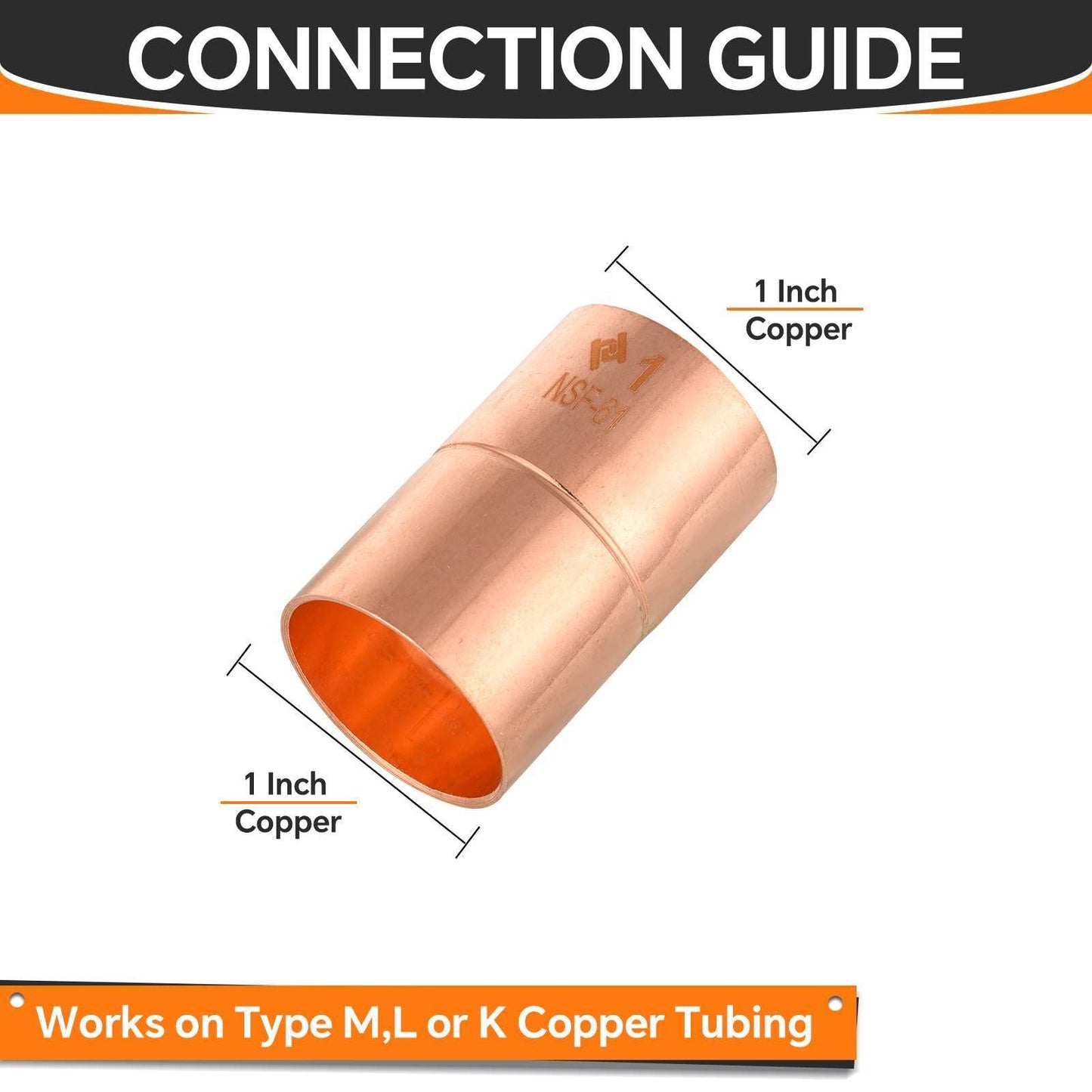 1" Copper Coupling With Rolled Stop