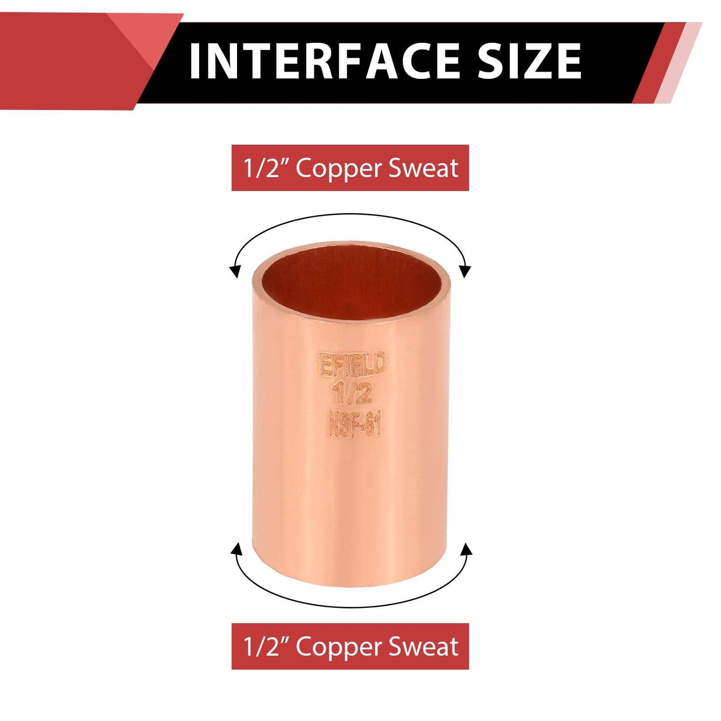 1/2" Copper Coupling, No Stop