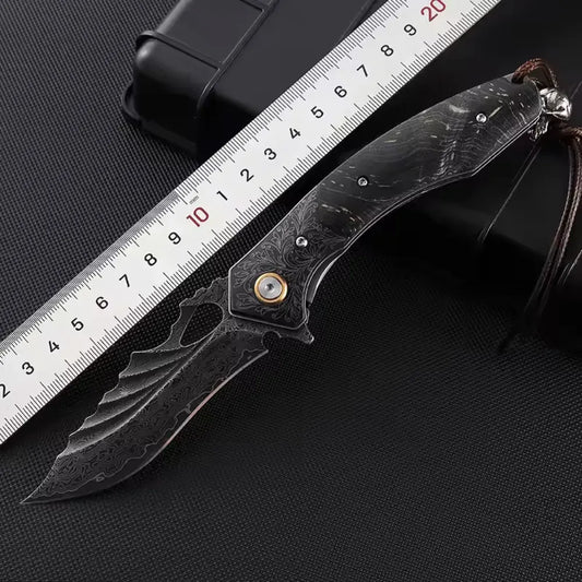 Condor VG10 Japanese Damascus Pocket Knife with Stained Maple Burl handle