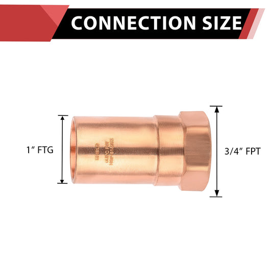 1" FTG Press x 3/4" Female Threaded Street Copper Adapter (Lead Free)