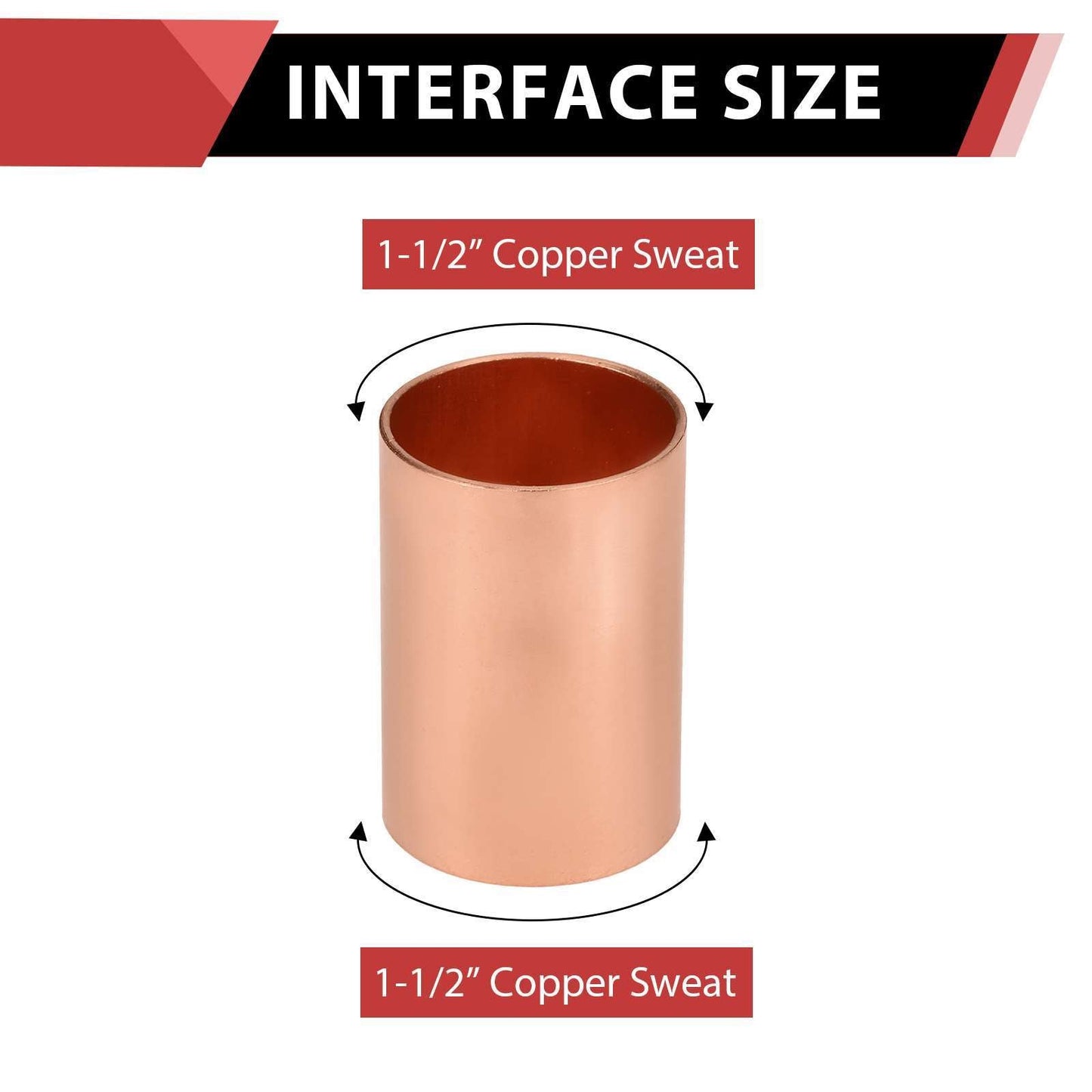 1-1/2" Copper Coupling, No Stop