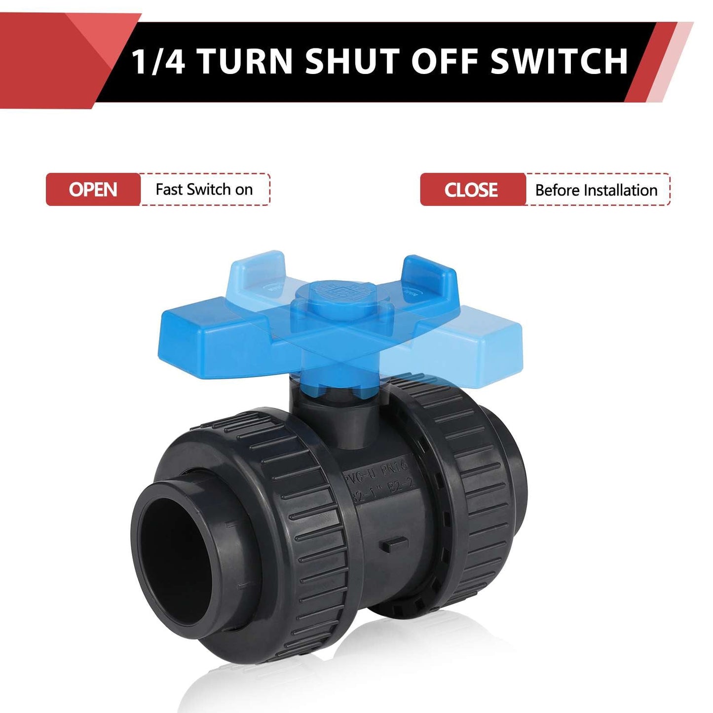 1-1/2" PVC True Union Ball Valve SCH 40/80