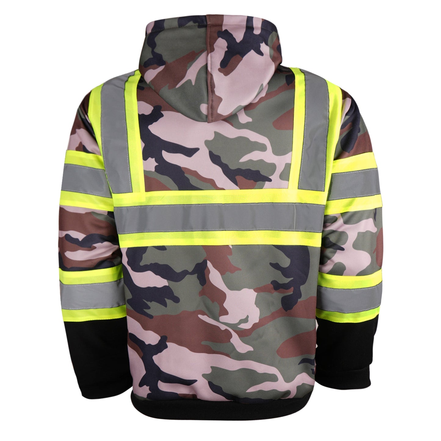 Color Block Pullover Hoodie with Reflective Stripes