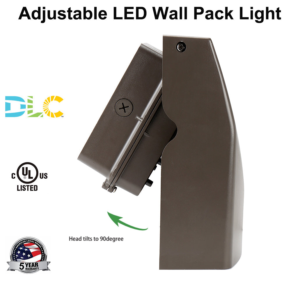 27W 40W 67W 80W Adjustable Outdoor Wall Lights,4000K 5000K 130LM/W 100-300W HPS/HID Equiv Commercial LED Wallpack Lighting Fixture for Area Light