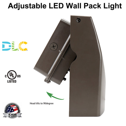 27W 40W 67W 80W Adjustable Outdoor Wall Lights,4000K 5000K 130LM/W 100-300W HPS/HID Equiv Commercial LED Wallpack Lighting Fixture for Area Light
